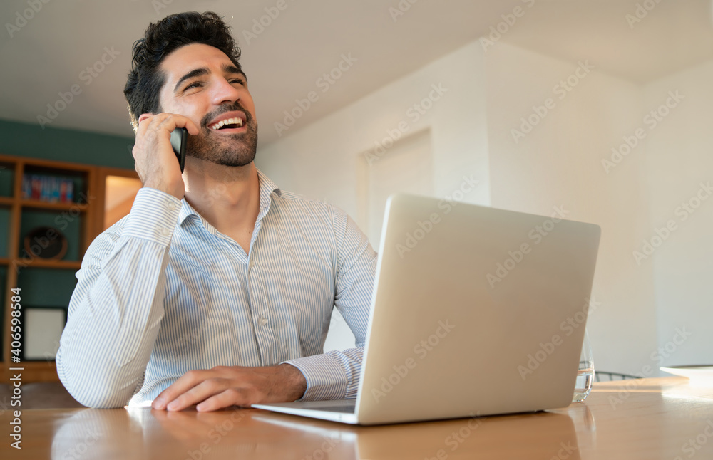 Business man working at home. Home office. Business man working at home. Home office.