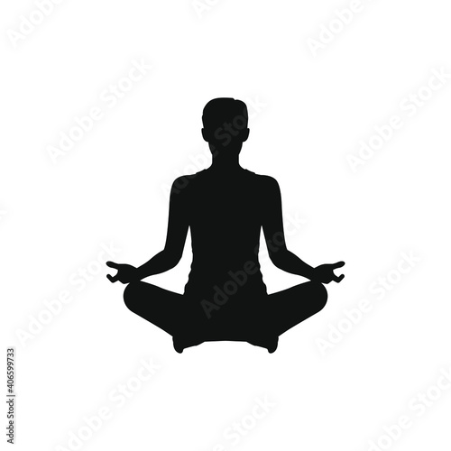Yoga or meditation icon flat style isolated on white background. Vector illustration
