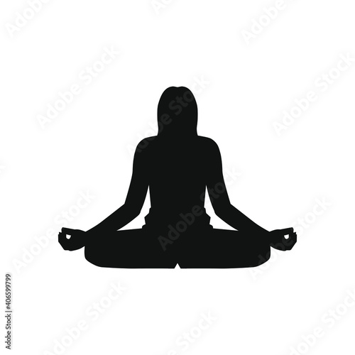 Yoga or meditation icon flat style isolated on white background. Vector illustration