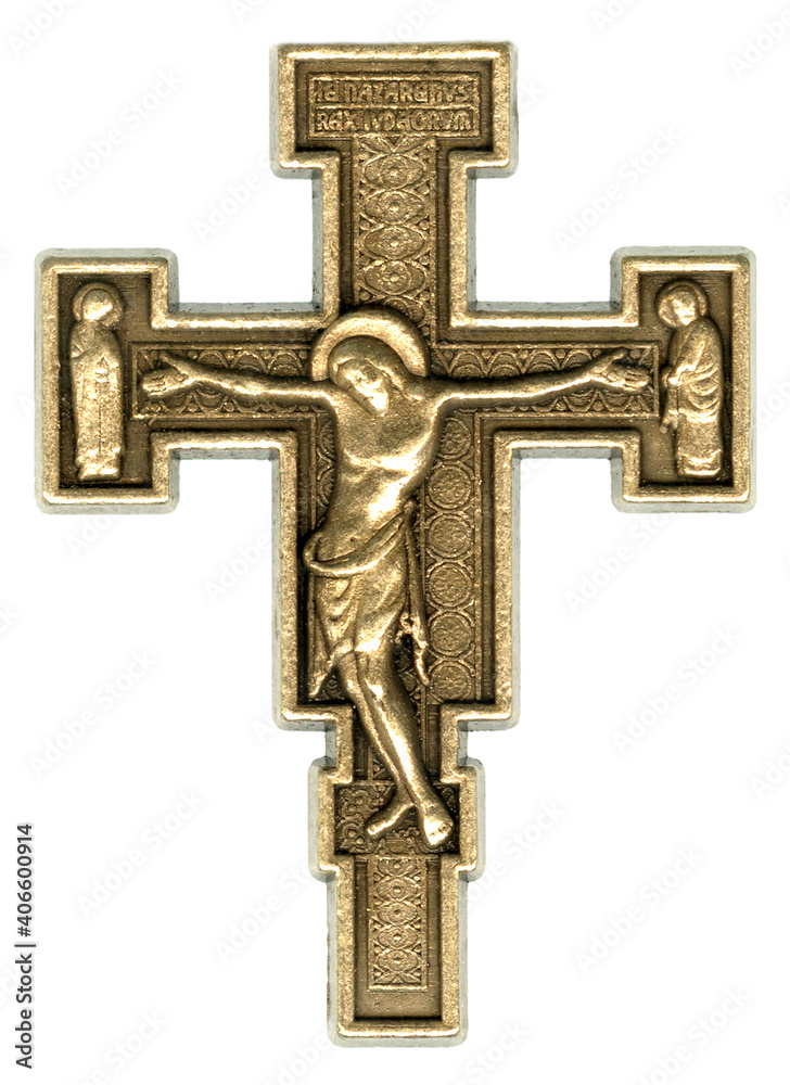 Antique Gold Orthodox Christian Crucifix - obrazy, fototapety, plakaty 