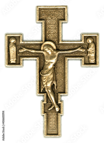 Antique Gold Orthodox Christian Crucifix photo