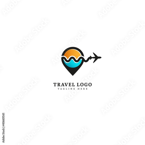 Travel logotype. Minimalist traveling logo concept, fit for adventure, vacation agency, tour business or traveling agent. Illustration vector logo.