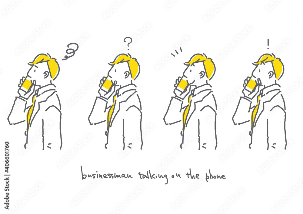 スマホで話しているビジネスマンのシンプルな手書き線画イラスト表情セット 二色 黄色 グレー Stock Vector Adobe Stock スマホで話しているビジネスマンのシンプルな手書き線画イラスト表情セット 二色 黄色 グレー Stock Vector Adobe Stock