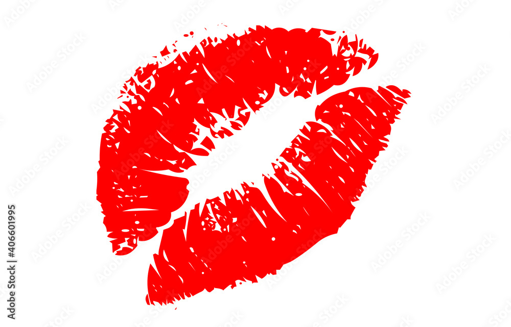 red lips print on a white background red lips print on a white background