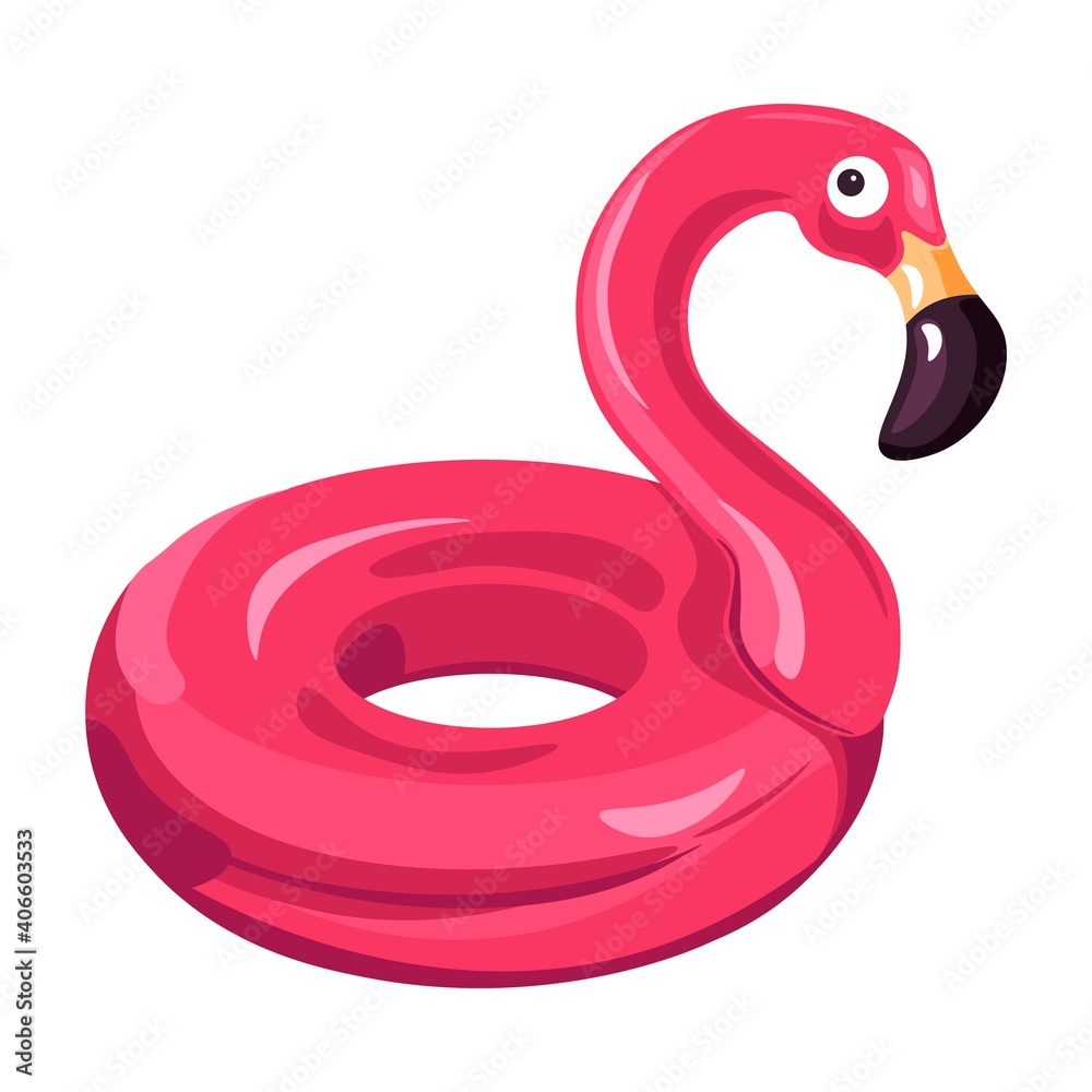 Fototapeta Inflatable balloon or lifebuoy, pink flamingo