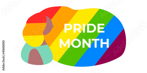 happy pride day. LGBTQ Pride Month. rainbow flag. black woman