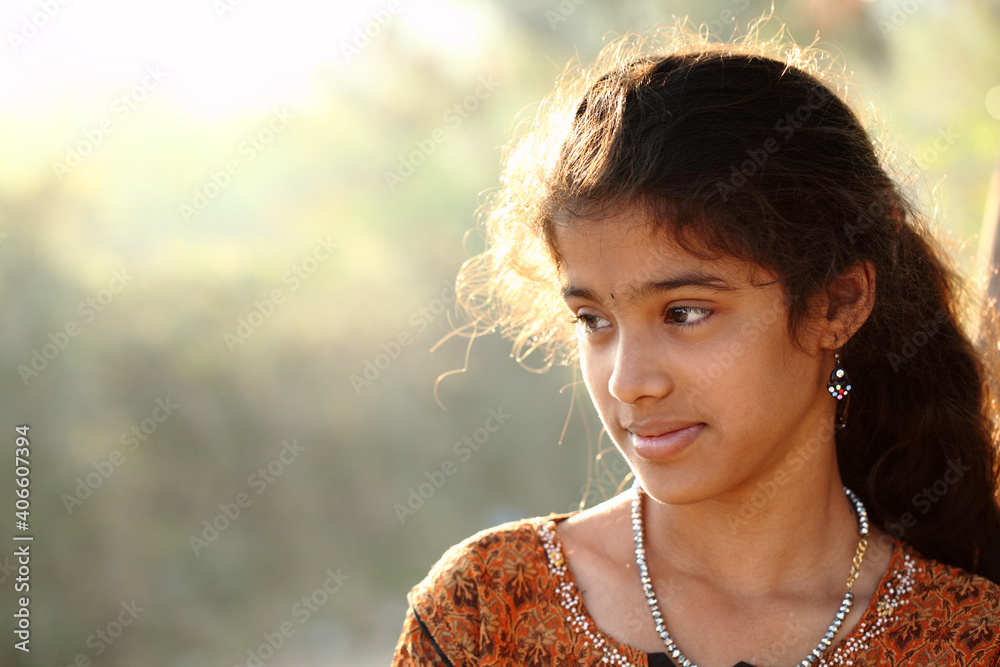 Indian beautiful teen girl posing to camera Stock Photo | Adobe Stock