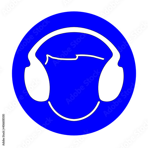 Wear ear muff vector icon isolated on white background, ear protection safety symbol