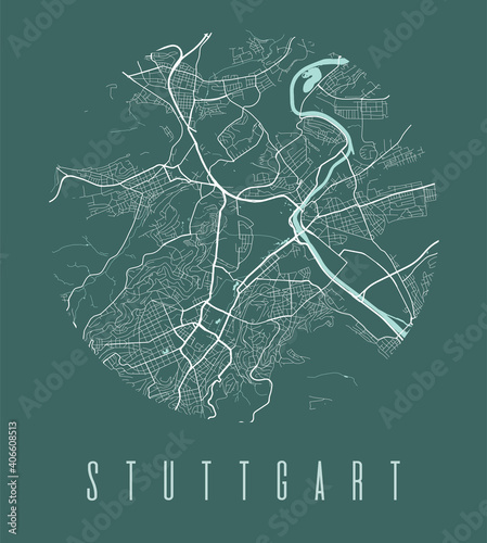 Fotografie, Obraz Stuttgart map poster