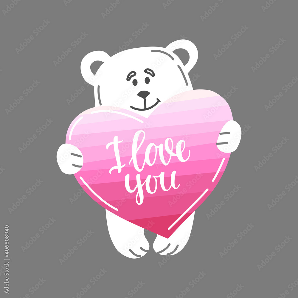 A polar bear with a heart and the inscription A polar bear with a heart and the inscription