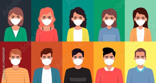 set of male and female flat style icon design.