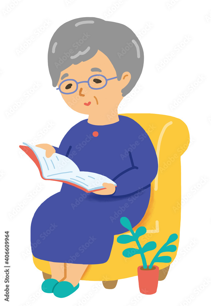 読書をしている年配の女性 読書をしている年配の女性