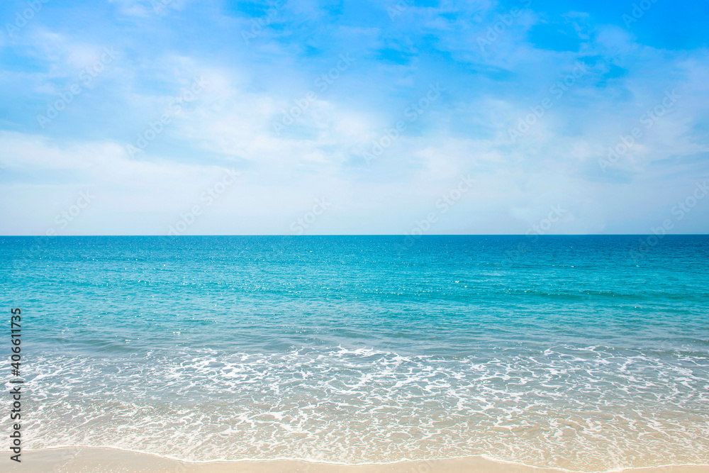 The Scenic beach in a Thailand tropical sea at summer season with a calm waves and blue sky for relax in holiday The Scenic beach in a Thailand tropical sea at summer season with a calm waves and blue sky for relax in holiday