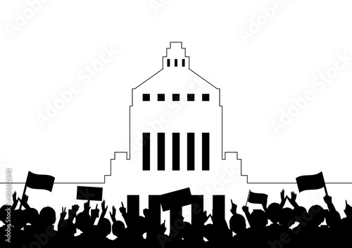 抗議　国会