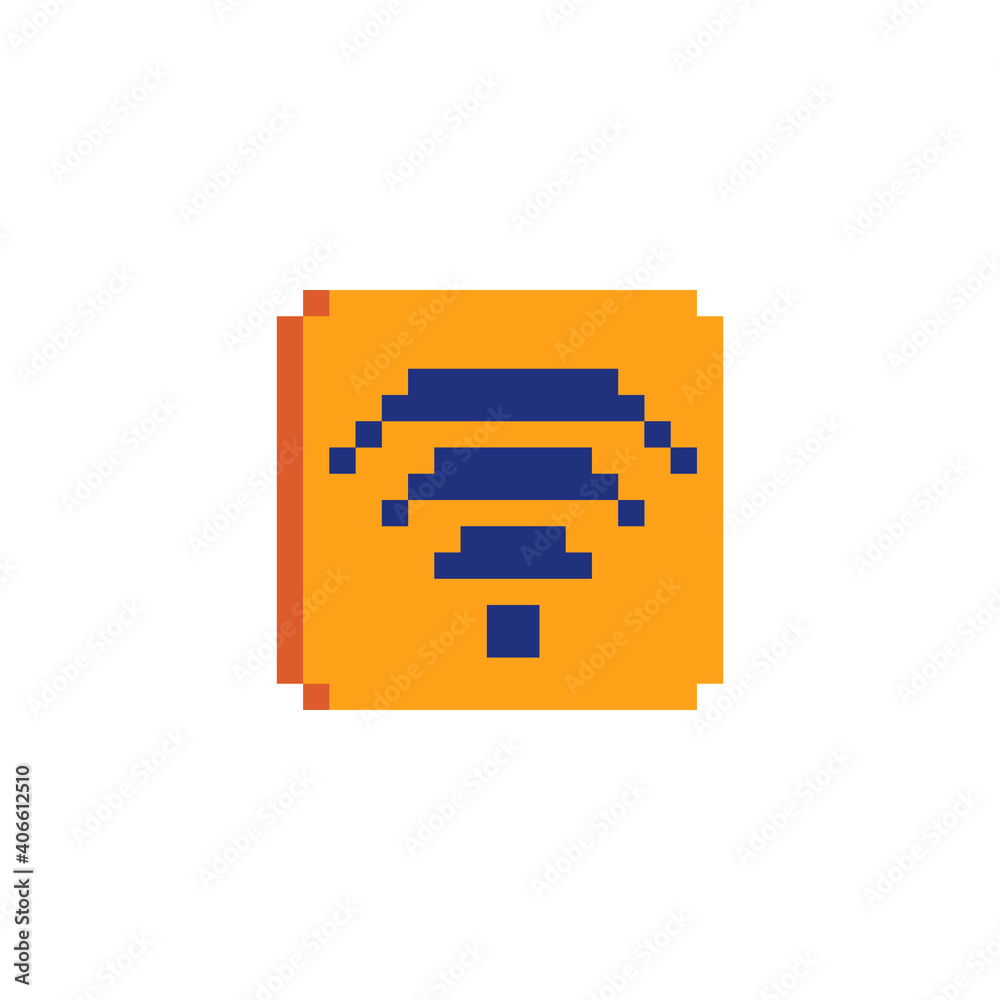 Wi fi button. Internet application icon. Pixel art flat style. 8-bit. Isolated vector illustration. Wi fi button. Internet application icon. Pixel art flat style. 8-bit. Isolated vector illustration.