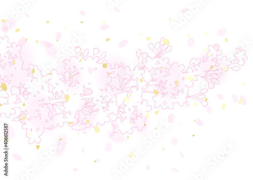 幻想的な桜のイラスト 