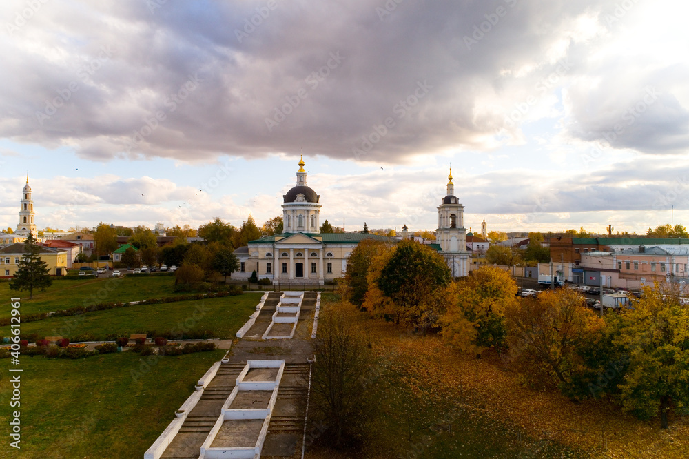 Top view of the Church of the Archangel Michael in Kolomna.