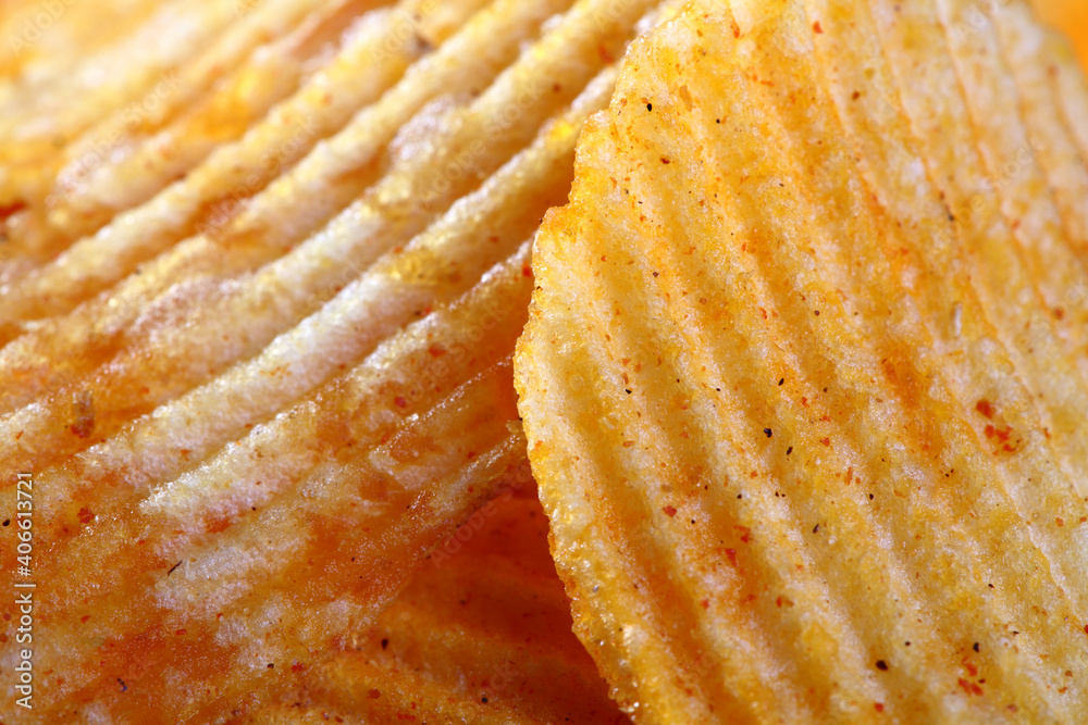 Pile of potato chips isolated on white background Pile of potato chips isolated on white background