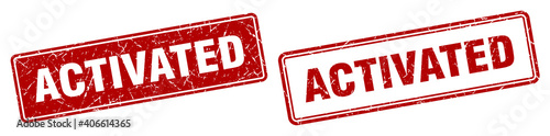 activated stamp set. activated square grunge sign
