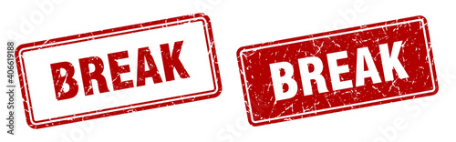 break stamp set. break square grunge sign