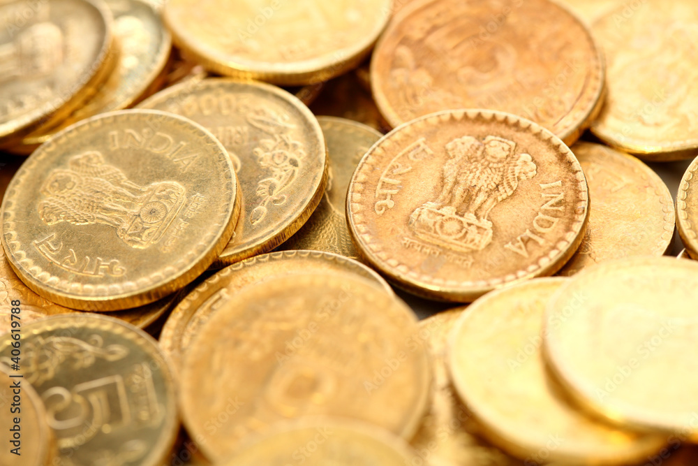 Pile of money ( Indian coin ) on white background Pile of money ( Indian coin ) on white background