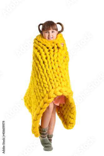 Cute little girl with warm ...