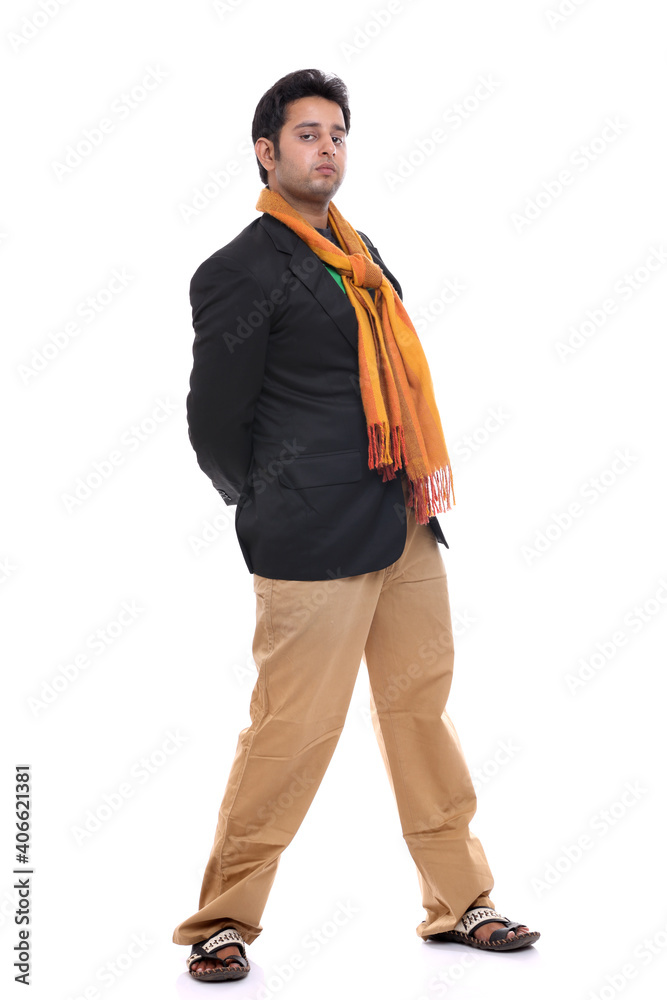 Naklejka premium Cheerful young man posing isolated on white