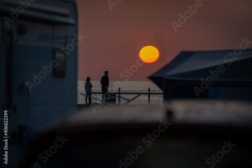 Couple sunrise silhouette