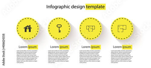 Set House, key, plan and . Business infographic template. Vector.