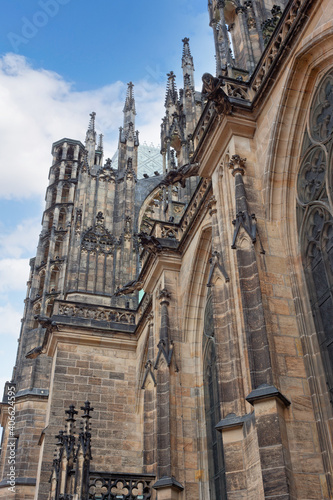 fragment of the facade of St. Vitus Cathedral in Prague Czech Republic