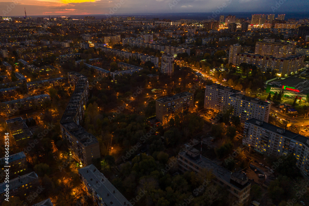 Obraz premium Fall city aerial