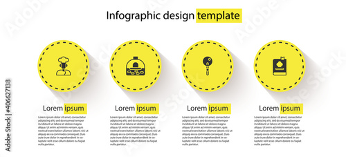 Set Cook, Brick stove, Lollipop and Cookbook. Business infographic template. Vector.