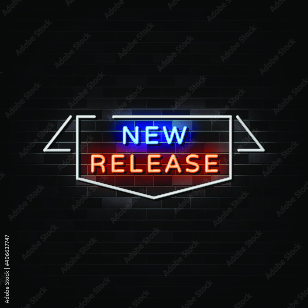 New Release Neon Signs Vector. Design Template Neon Style New Release Neon Signs Vector. Design Template Neon Style