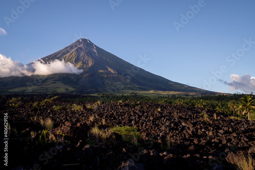 Beautiful  shot of Mount Mayon - a volcano located in Bicol Region in the Philippines photo