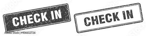 check in stamp set. check in square grunge sign