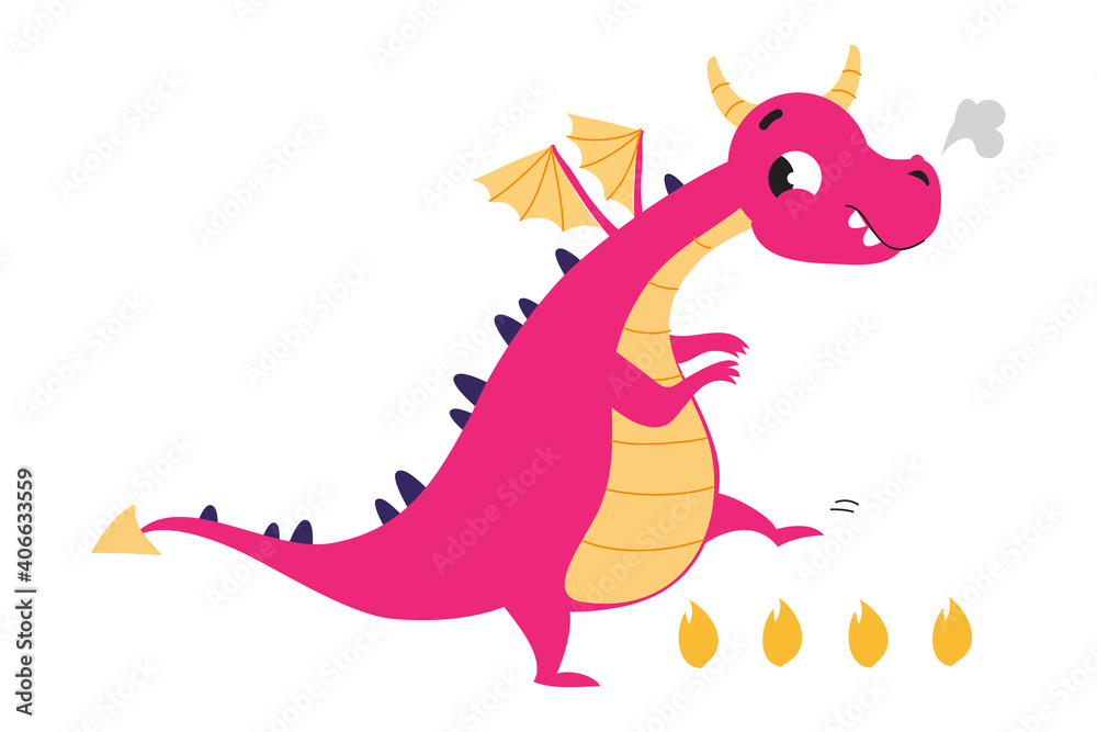 Cute Little Baby Dragon, Funny Fantastic Creature, Fairy Tale Character Cartoon Style Vector Illustration Cute Little Baby Dragon, Funny Fantastic Creature, Fairy Tale Character Cartoon Style Vector Illustration