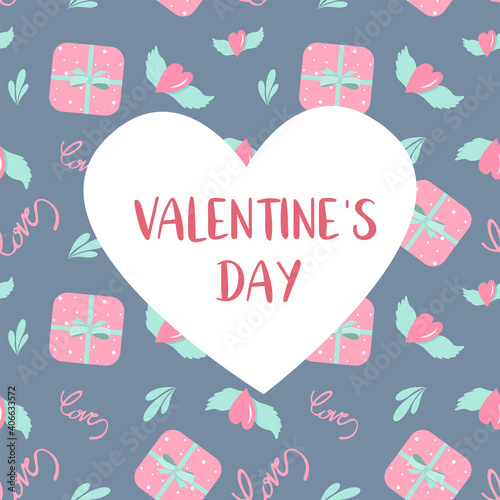 
Valentine's day banner template, romantic design for postcard, poster or web banner