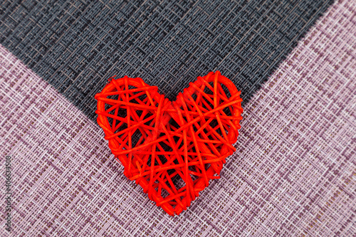 Two red hearts on a black and pink background. Valentine s Day.