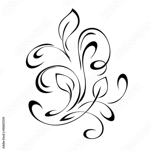 ornament 1481. decorative element with stylized leaves and curls in black lines on a white background