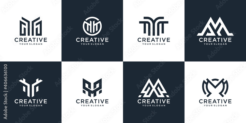 collection, the shape of the letter w monogram logo design template
