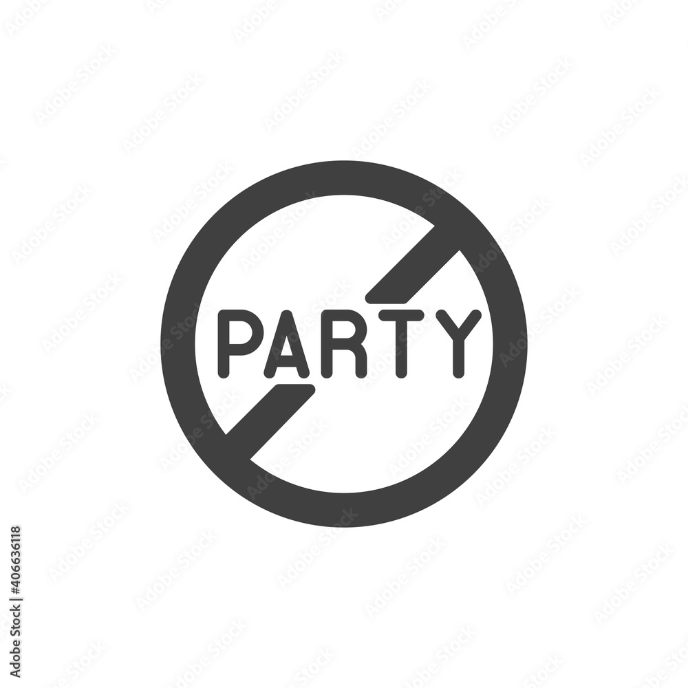 No party sign vector icon. filled flat sign for mobile concept and web design. Stop party ban glyph icon. Symbol, logo illustration. Vector graphics No party sign vector icon. filled flat sign for mobile concept and web design. Stop party ban glyph icon. Symbol, logo illustration. Vector graphics