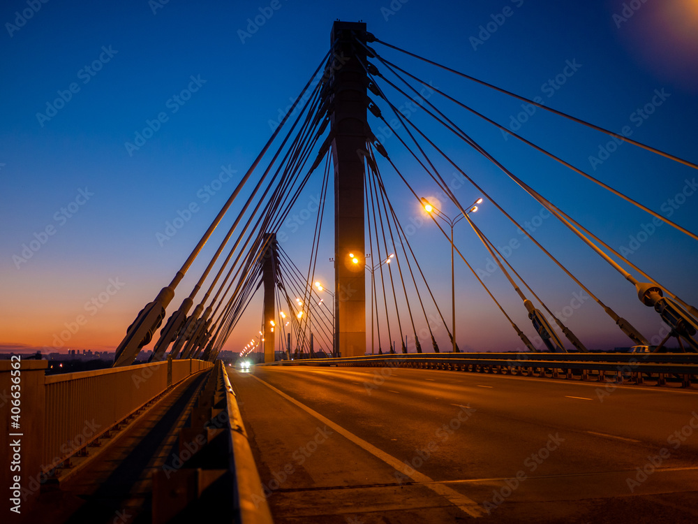 Fototapeta premium Night road bridge