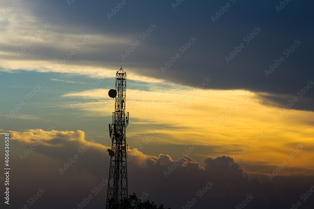 Landscape evening view of the sky and communication