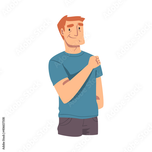 Cheerful Young Man Wearing Casual Clothes Flat Style Vector Illustration