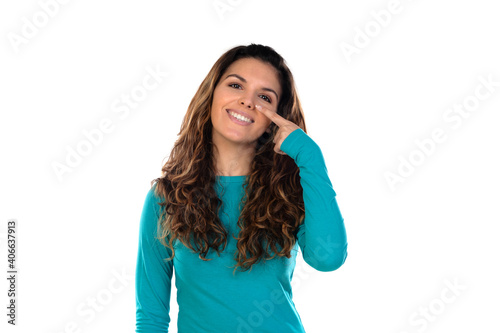 Casual woman with wavy and long hair
