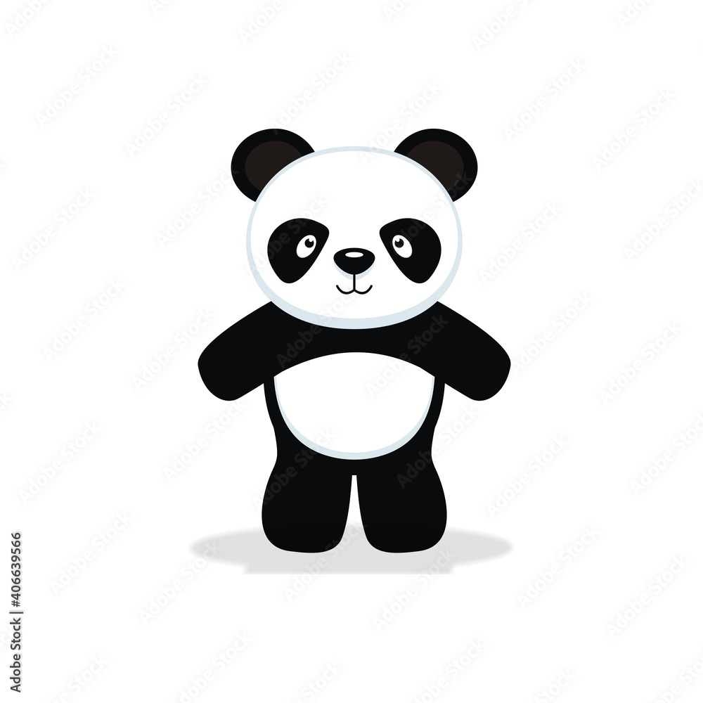 Naklejka premium cute standing panda flat animal illustration images, this illustration is suitable for children's books, cards, pictures for children's clothes and so on