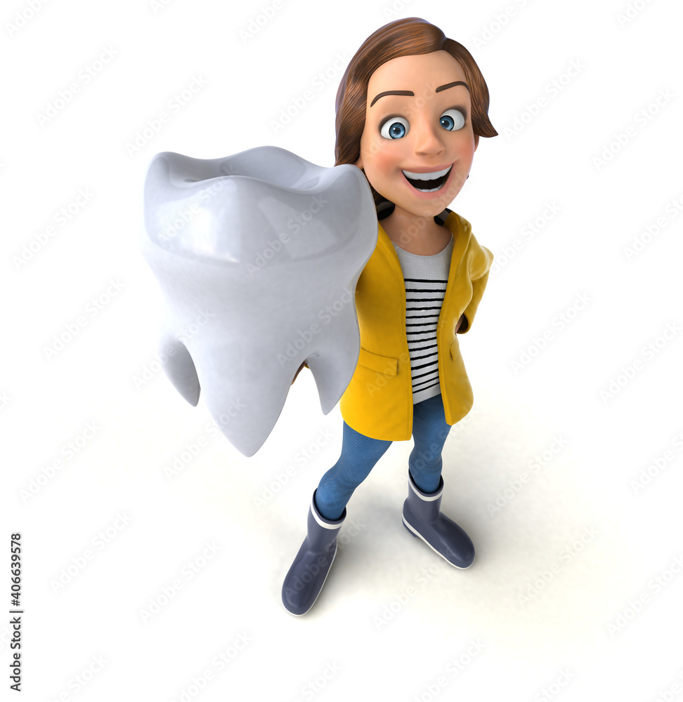 Fun 3D illustration of a cartoon teenage girl Fun 3D illustration of a cartoon teenage girl