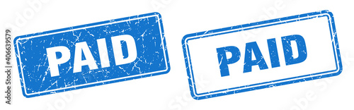 paid stamp set. paid square grunge sign