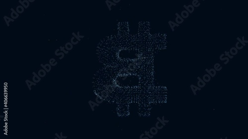 amous cryptocurrency bitcoin sign is forming by tiny energy sparks in dark space