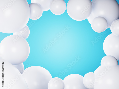 White ball. Blue background. 3d abstract background. 3d rendering.